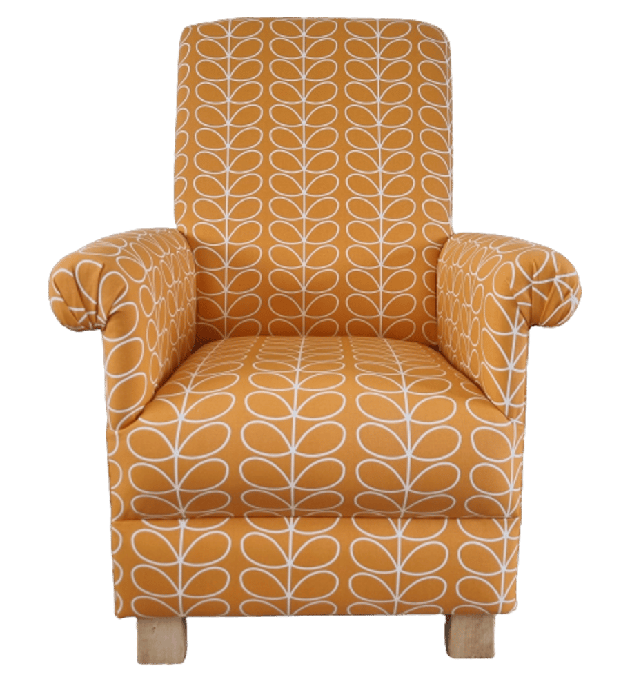 Orla Kiely Papaya Linear Stem Fabric Adult Chair Armchair Orange Accent Small