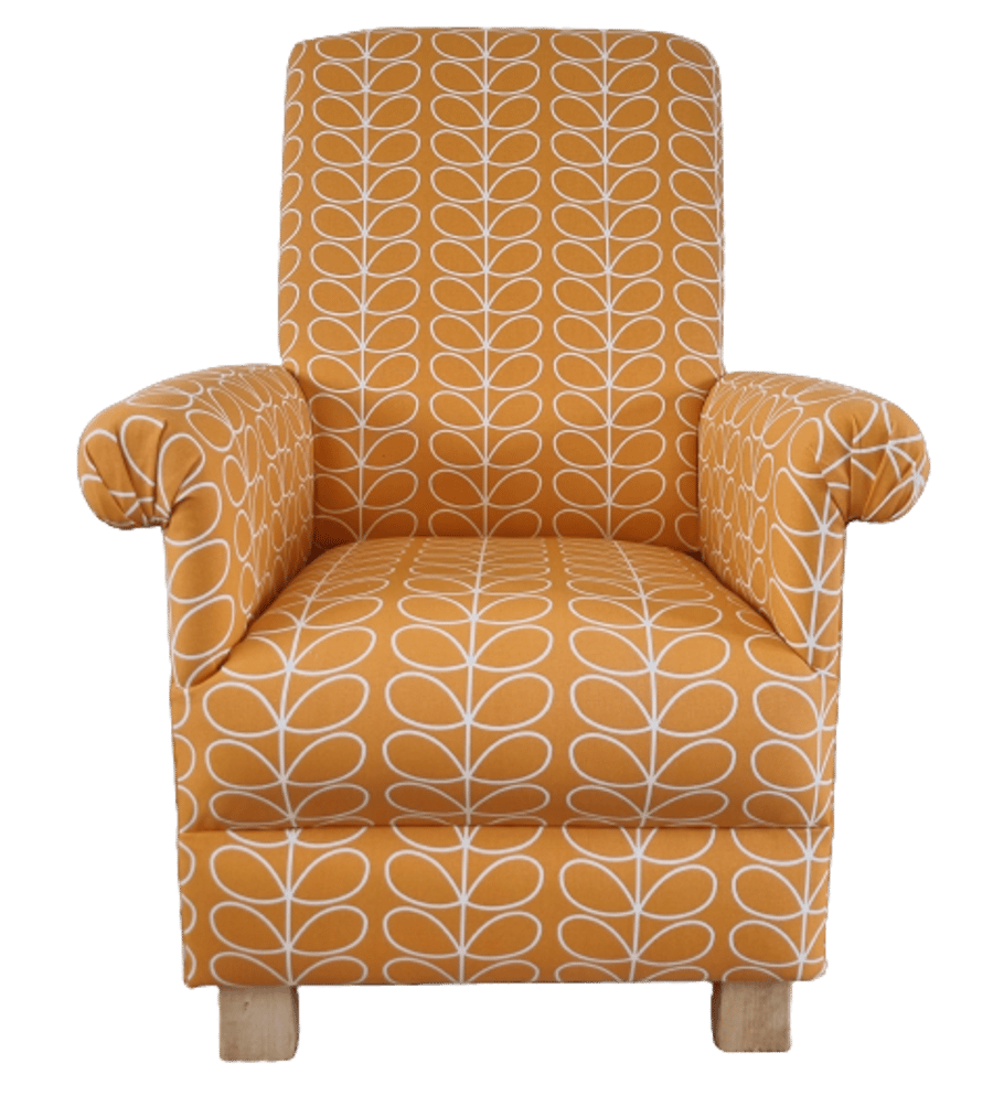 Orla Kiely Papaya Linear Stem Fabric Adult Chair Armchair Orange Accent Small