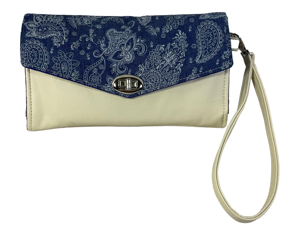 Clutch bag wristlet for phone and cards cash, small phone bag, faux leather conc