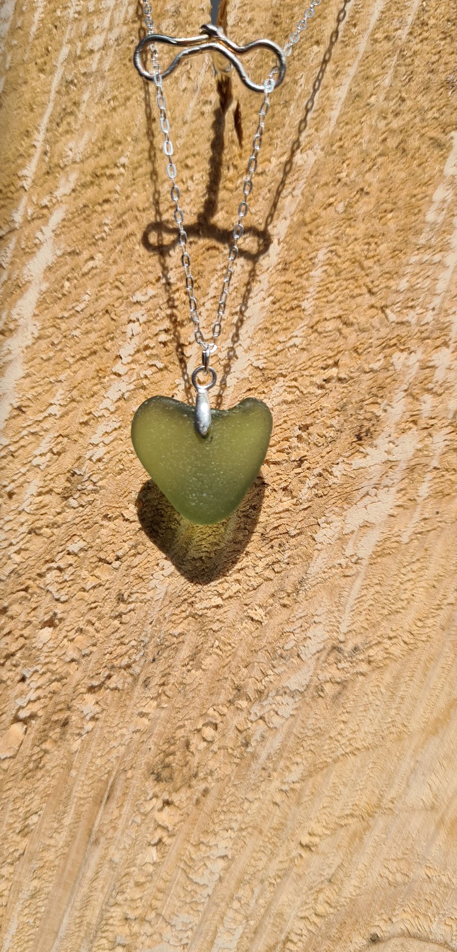 Green Heart Seaglass Pendant