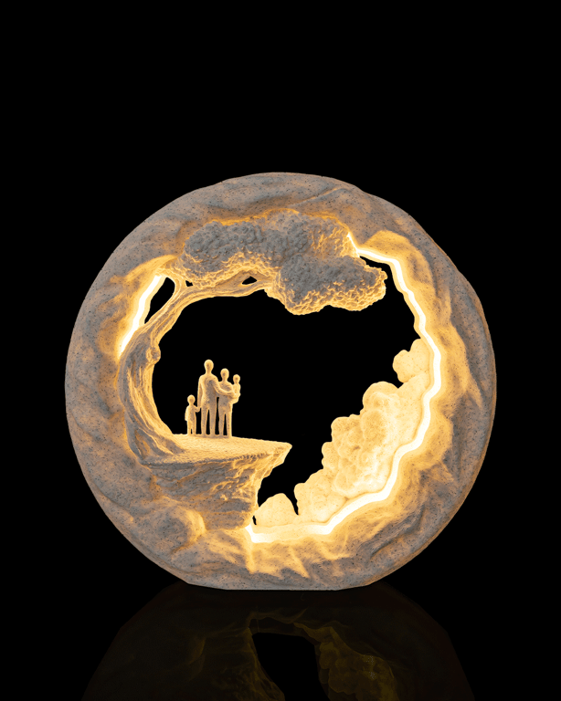 Family Tree Table Lamp – 3D Printed Silhouette Light, Warm Ambient Home Décor