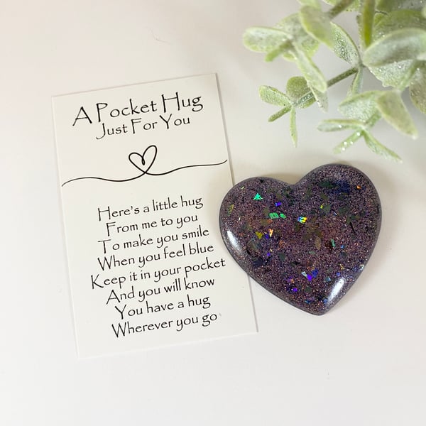 Space Dust Glitter Resin Pocket Hug Heart & Card