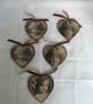 Hanging Heart Decoration Vintage Girl Small Sepia Decoupaged Unusual Tousled - Image 4
