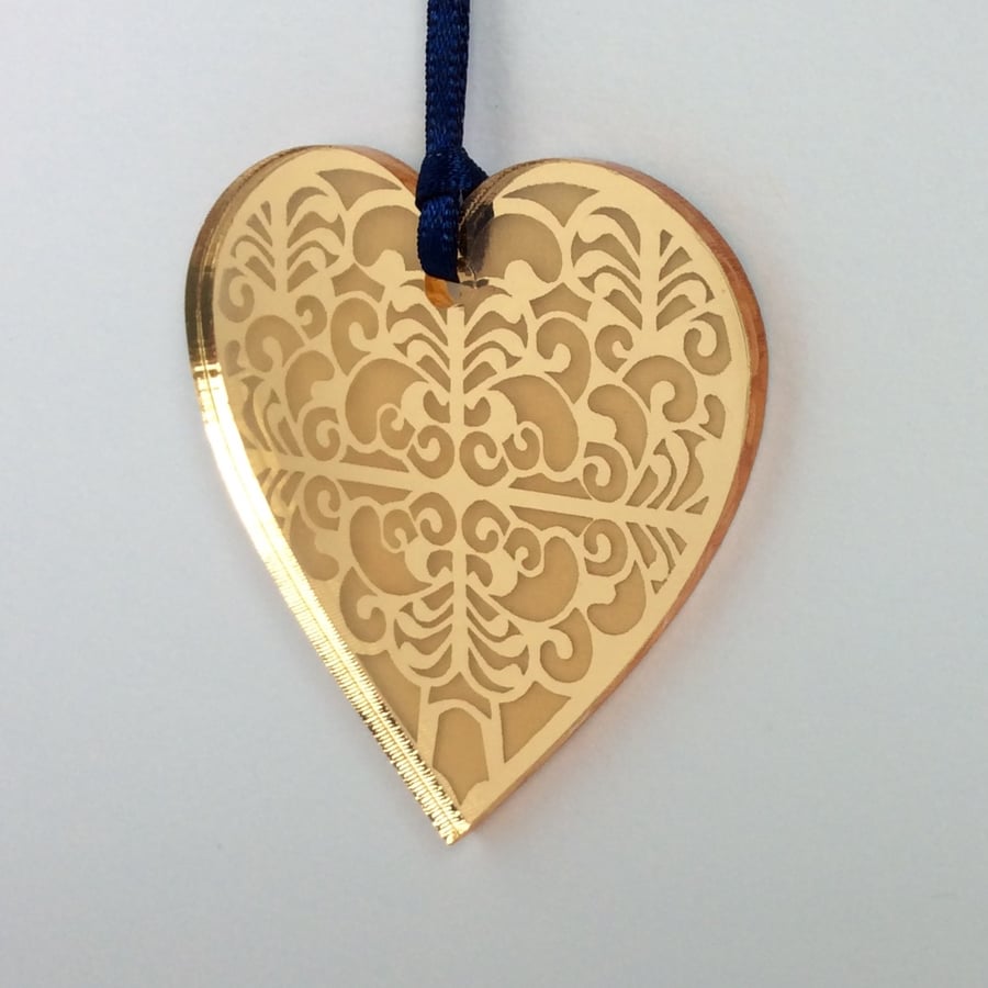Gold mirrored heart