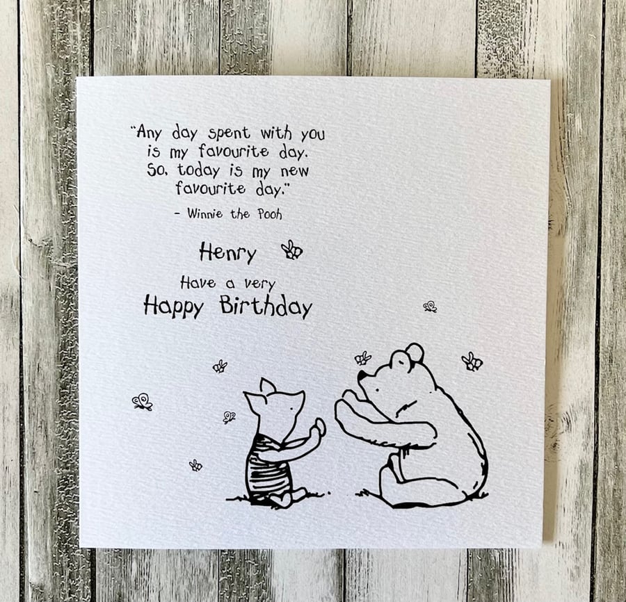 Personalised Happy Birthday Winnie the Pooh Card 