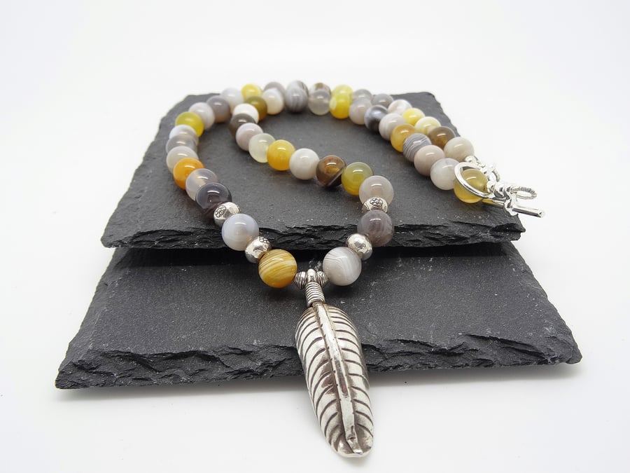 SALE!! was 25 pound now 20 pound Botswana Agate and Karen Silver Necklace