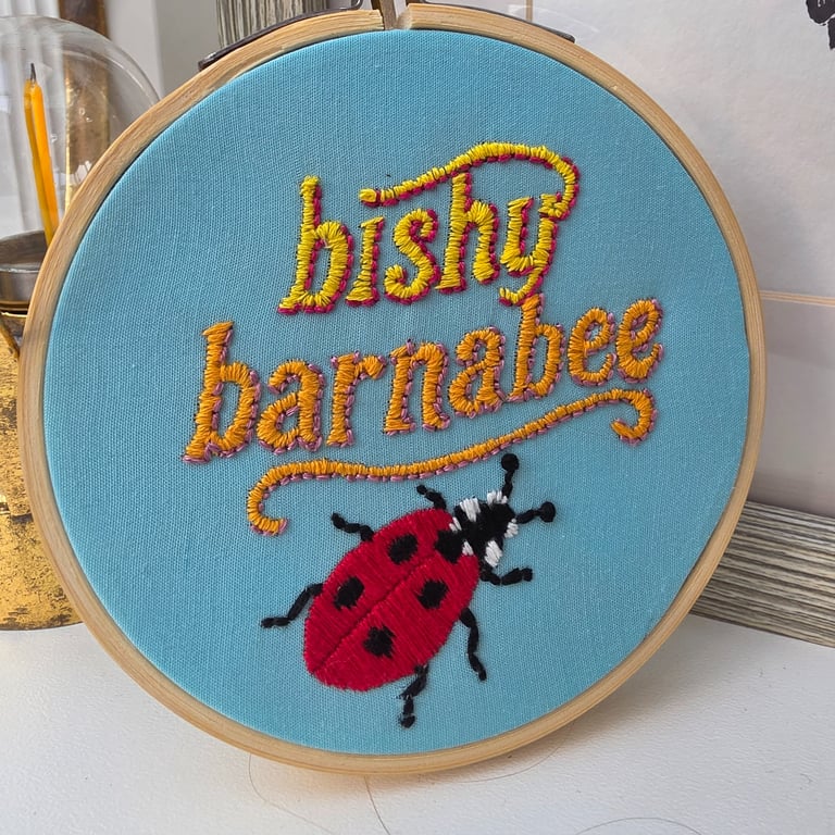 'Bishy Barnabee' Hand Embroidered Ladybird Wall Art - 4 Inch