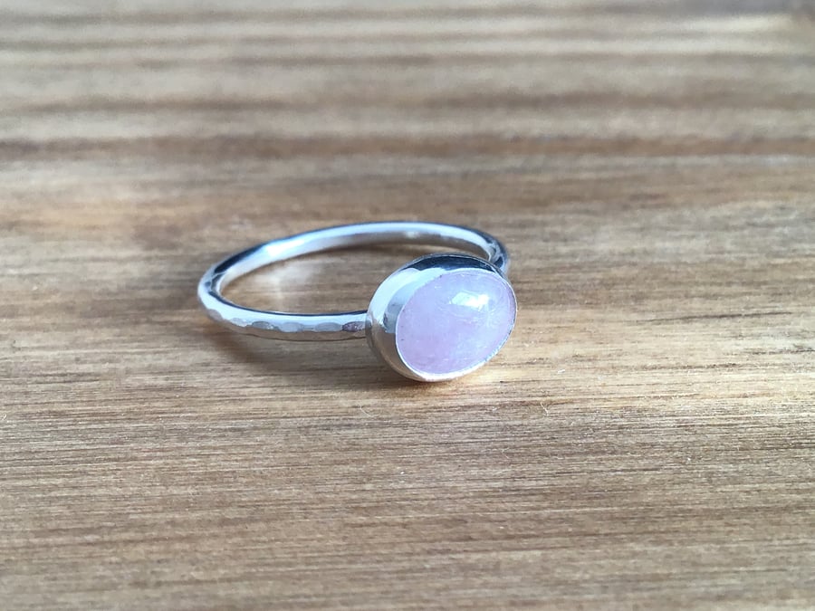 Kunzite Sterling and Fine silver dainty ring