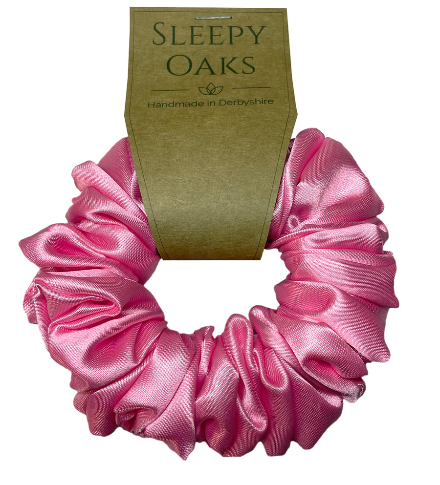 Pink Satin Hair Scrunchie - 'Tickled Pink' - Skinny small scrunchie