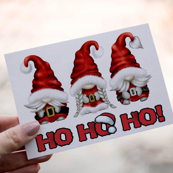 Ho Ho Ho Gnome Christmas Card, Friend Christmas Card, Personalized Card 