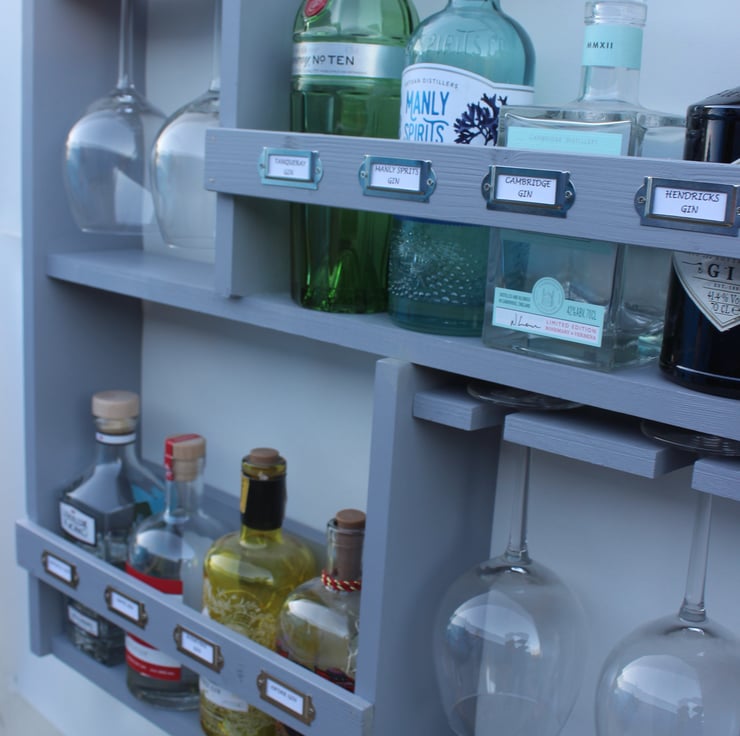 Gin rack, 8 bottles & 4 goblet glass's rack - Folksy
