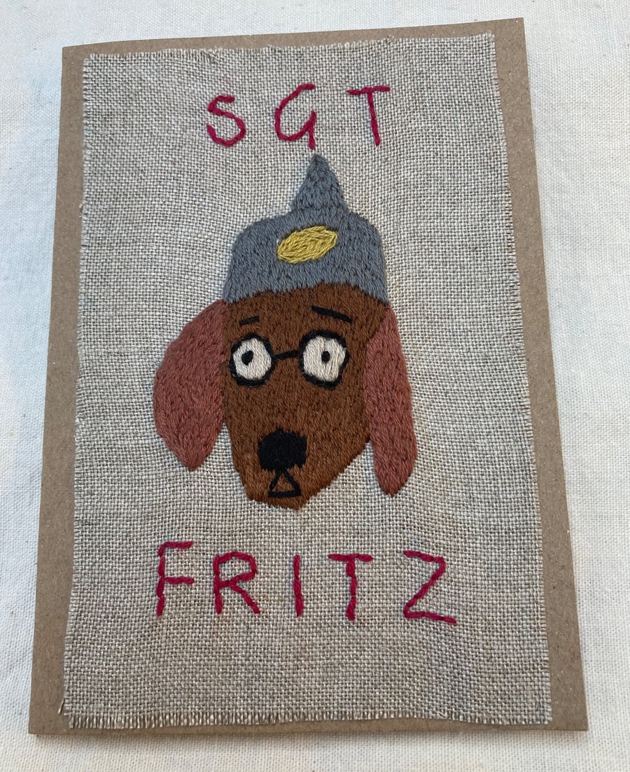 Sgt. Fritz the dashing dachshund card.