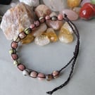 Pink lepidolite adjustable bracelet for anxiety relief