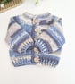 Newborn Crochet Baby Hat & Cardigan Set - Blue and Silver  - Image 10