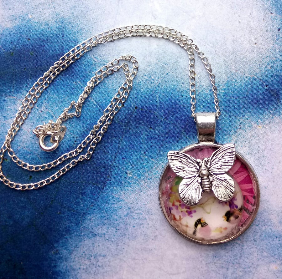 Japanese Decorative Pendant with Silver Butterfly Charm