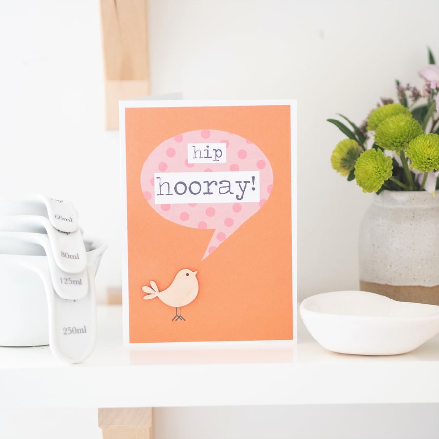 Congratulations Card - Hip Hooray - Handmade Card - Bird card