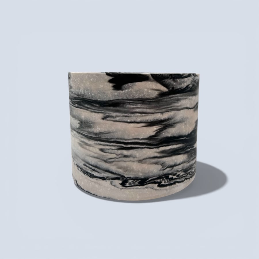 Large Black and White Marble Effect Plant Pot Indoor Houseplant Planter