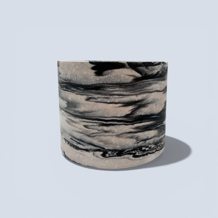 Large Black and White Marble Effect Plant Pot Indoor Houseplant Planter