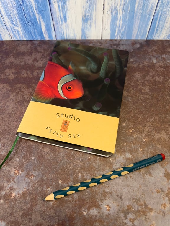 Notebook, Marine themed, A5 (ish), made from up-cycled and recycled materials.