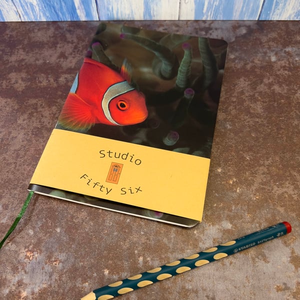 Notebook, Marine themed, A5 (ish), made from up-cycled and recycled materials.