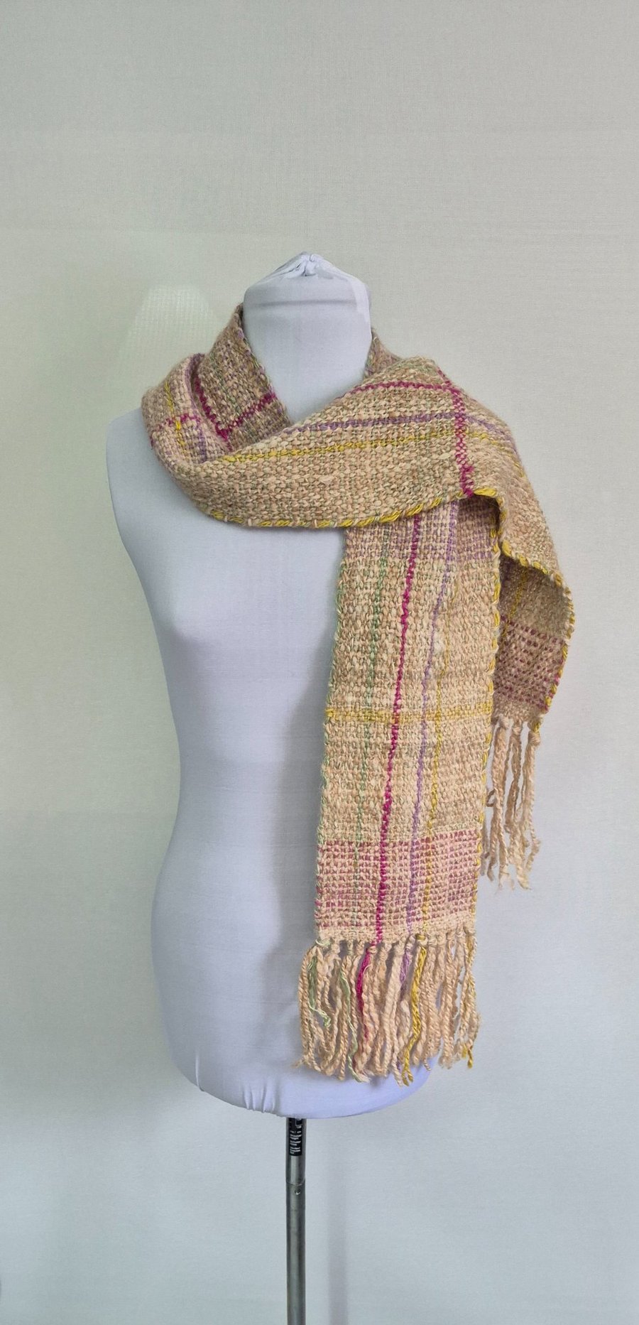 45. Alpaca Thin Long Scarf . Toffee Coloured Measures 58"x 6"