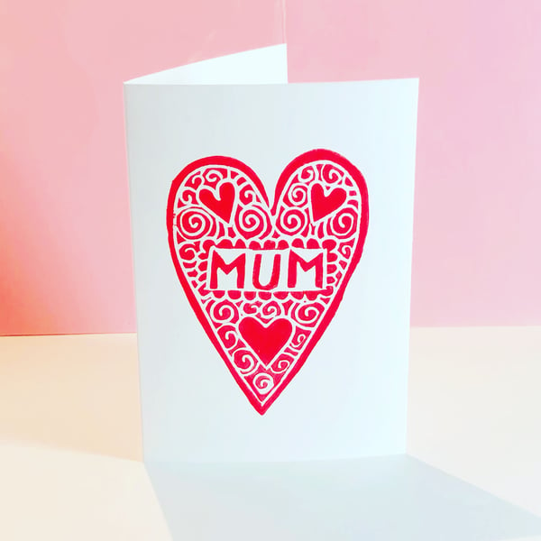 Handmade Mother's Day card - linocut
