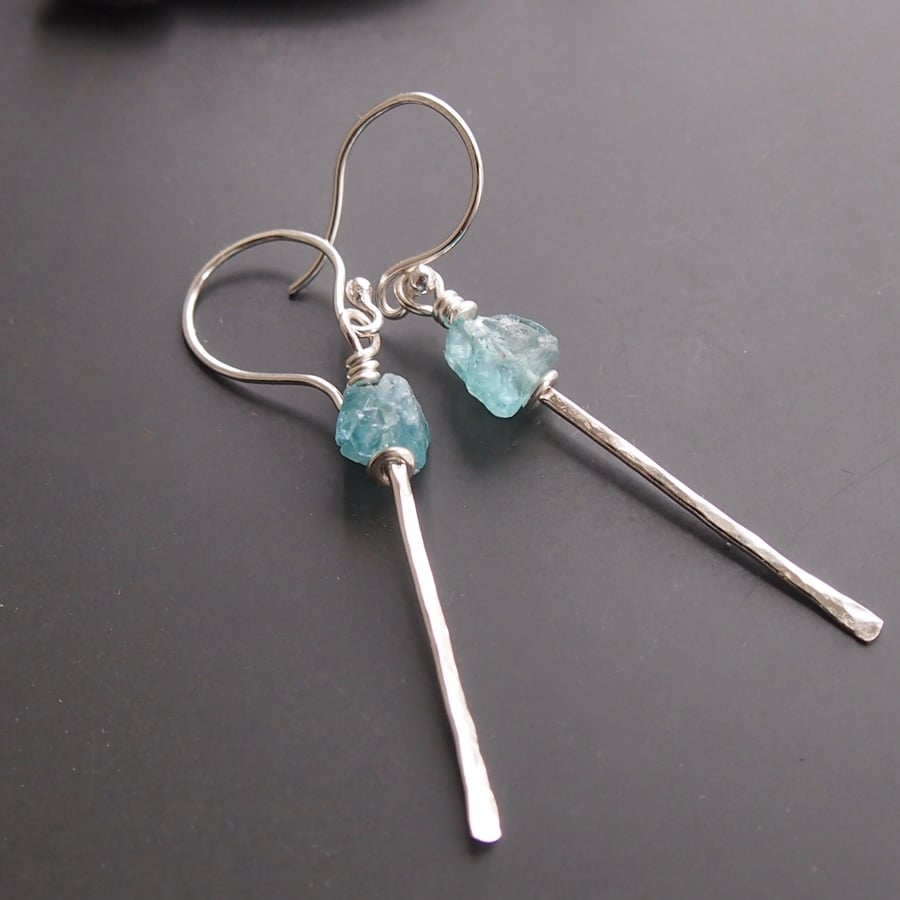 Forged Earrings with Apatite Crystals