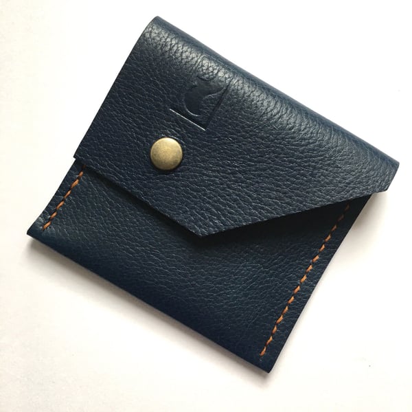 SAMPLE SALE Navy blue leather pocket purse