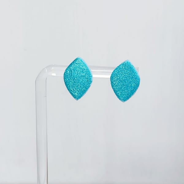 Eye shaped aquamarine stud earrings      