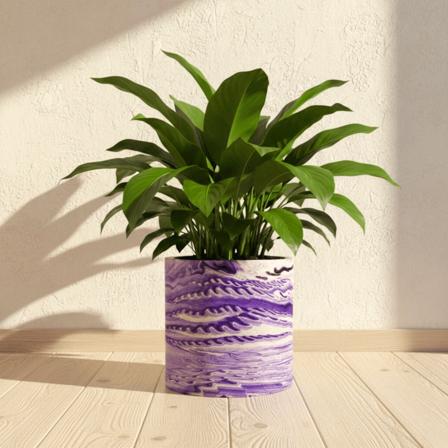  Extra Large Purple Marbled Plant Pot - Violet and Lilac Unique Planter