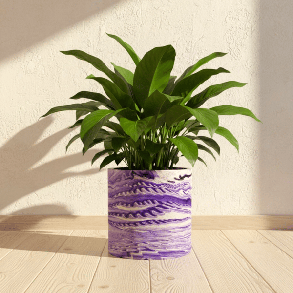  Extra Large Purple Marbled Plant Pot - Violet and Lilac Unique Planter