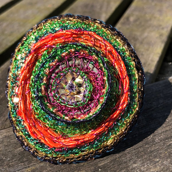 Domed Circle Brooch - inspired by Kandinsky