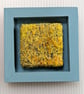 Yellow Abstract Textile Mini Art in Teal Painted wooden frame. - Image 2