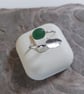 Sterling silver ring with leaf and green moss agate gemstone; adjustable size - Image 4