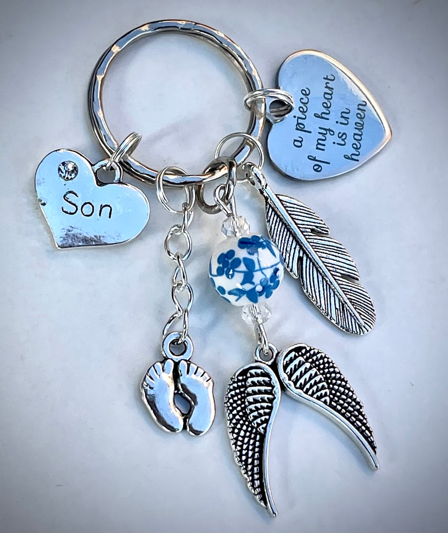 A Piece of My Heart Is In Heaven Son Memorial Keyring 