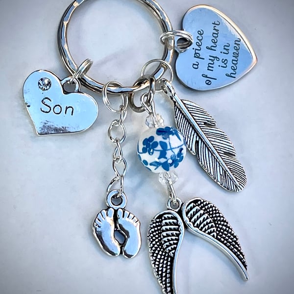 A Piece of My Heart Is In Heaven Son Memorial Keyring 