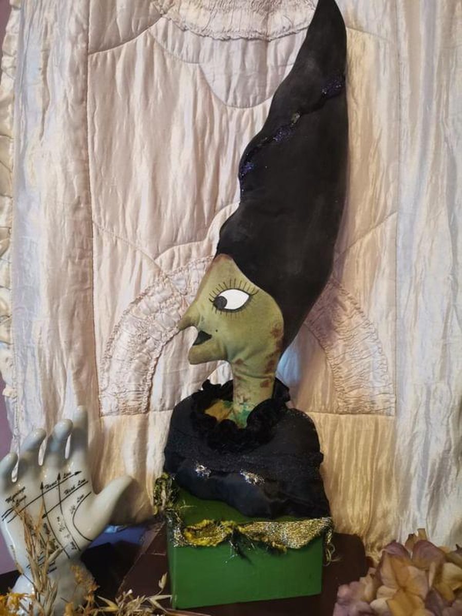 Halloween art doll, vintage inspired primitive art doll, Frankenstein