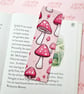 Pink Mushroom Bookmark - Glossy Lamination