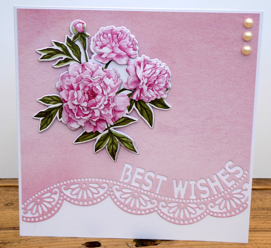 C3359 Best Wishes Decoupage Flowers