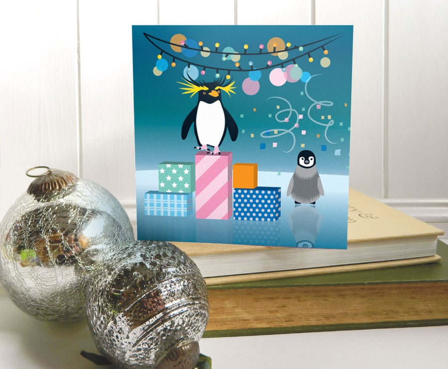 Rockhopper Penguin Christmas Card