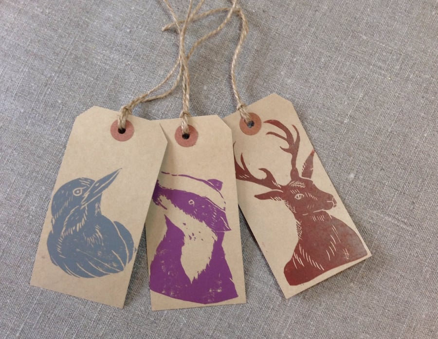 SALE...Hand Printed Gift Tags