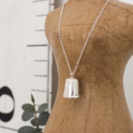 Solid silver thimble pendant, sewing necklace