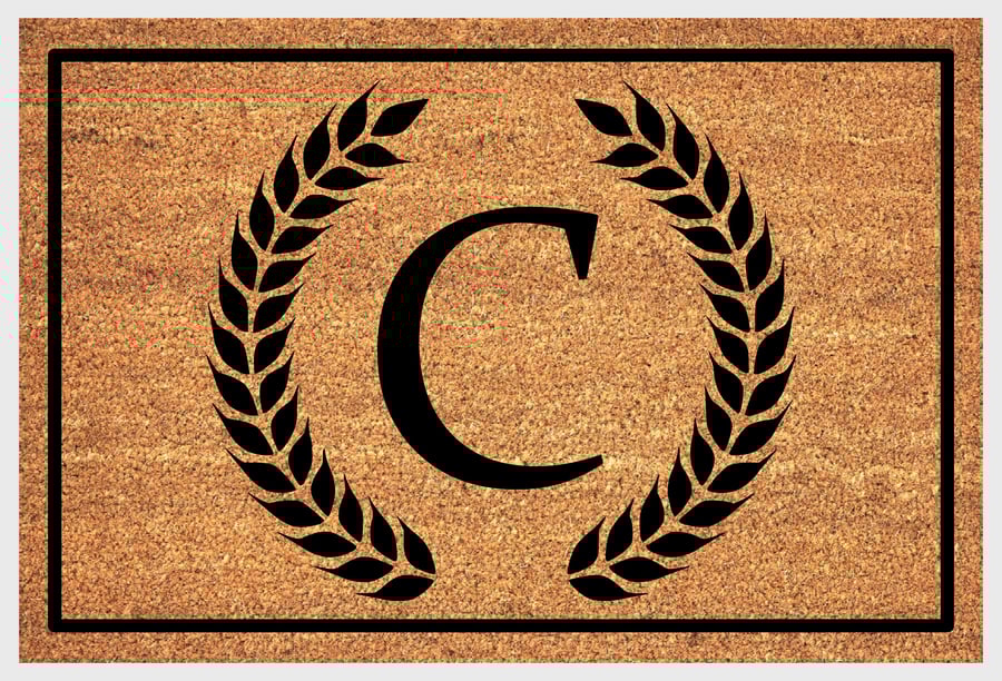 C Letter Door Mat - Monogram Letter C Welcome Mat - 3 Sizes