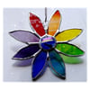 Rainbow Daisy Suncatcher Stained Glass Flower Dichroic 028