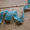 Bertie's Bows Daisy Print Ribbon with Ivory Lace Edge Turquoise x 2 metre length