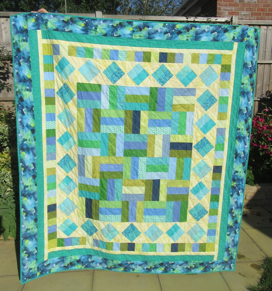 Colours of the Sea Patchwork Quilted Throw