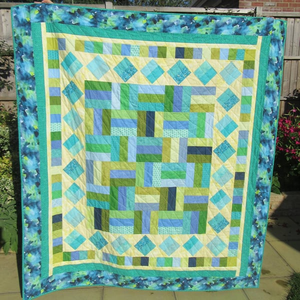 Colours of the Sea Patchwork Quilted Throw