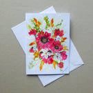original hand painted floral greetings card ( ref FA307 G3 )