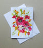 original hand painted floral greetings card ( ref FA307 G3 )