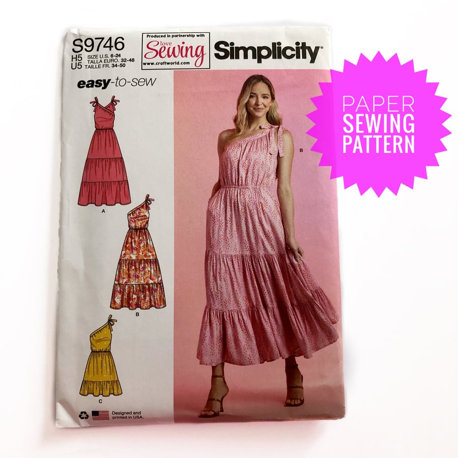 Paper Sewing Pattern, Misses' Dresses, Simplicity S9746